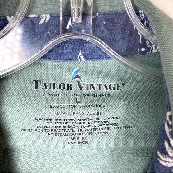 Tailor Vintage Mens Button Down Shirt Long Sleeves Light Green Large Cotton - Picture 12 of 14